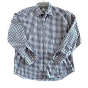 Peter Millar Men’s XL Plaid Button Down Long Sleeve Dress Shirt Blue Red